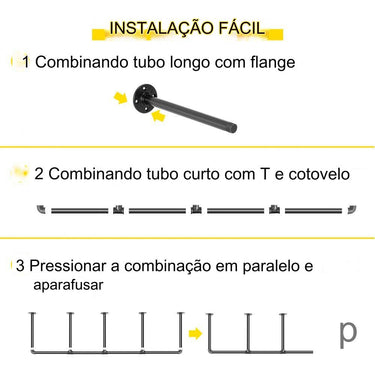 Prateleira de Ferro Industrial Retro - 2 unidades (34x136 cm)