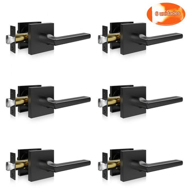 Maçanetas de Porta  - Conjunto de 6 Preto Fosco