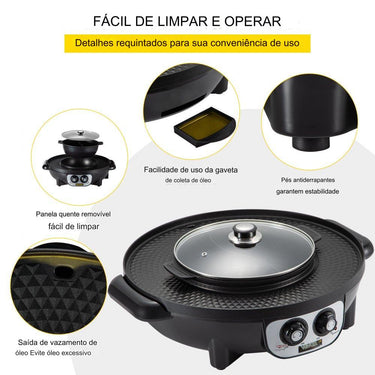 Chapa de Grelhar Elétrica 2 em 1 2200W