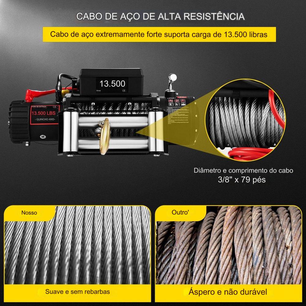 Guincho de Aço Elétrico - 12V 6123kg