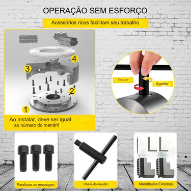 Mandril de Torno de 160mm com 4 Garras