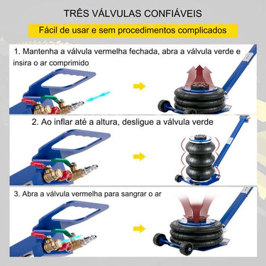Macaco Pneumático  3T - Azul Ajustável