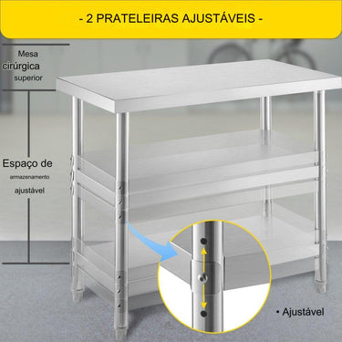 Mesa de Trabalho em Aço Inoxidável - 1520x450x855mm