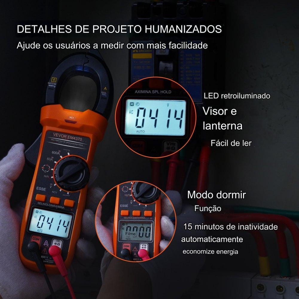 Amperímetro de Garra Multímetro de Garra 5999 Contagens