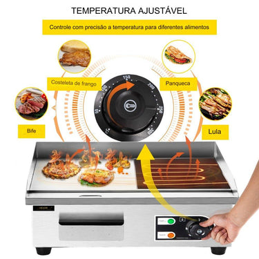 Placa de Grelhador Elétrica para Cozinhar