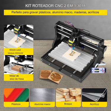 Máquina de Fresagem CNC 3018 Pro com Laser 5.5W