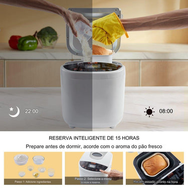 Máquina de Fazer Pão Elétrica  650W - Opções 0.5 0.7 ou 0.9 kg
