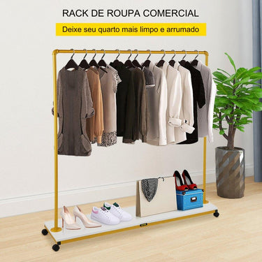 Suporte de roupas móvel  - 150x36x160cm dourado