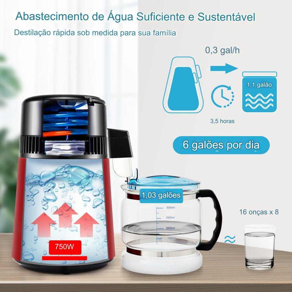 Destilador de Água com 1L/H de Capacidade (750W)