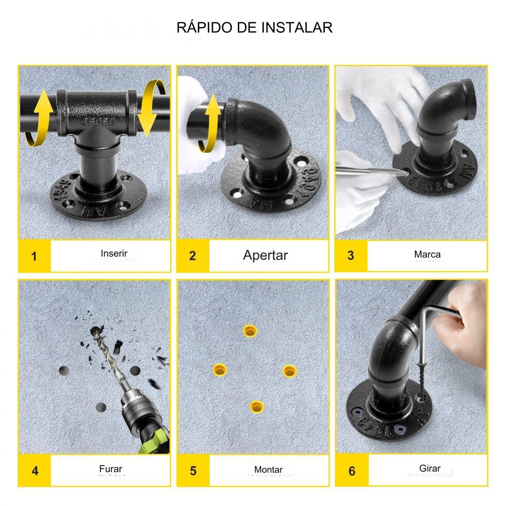 Corrimão Retro Tubo Água + Suportes Parede Rústicos