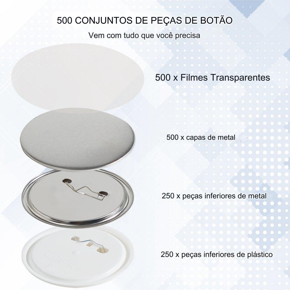 Máquina de Botões  - 58mm com 500 Botões em Branco