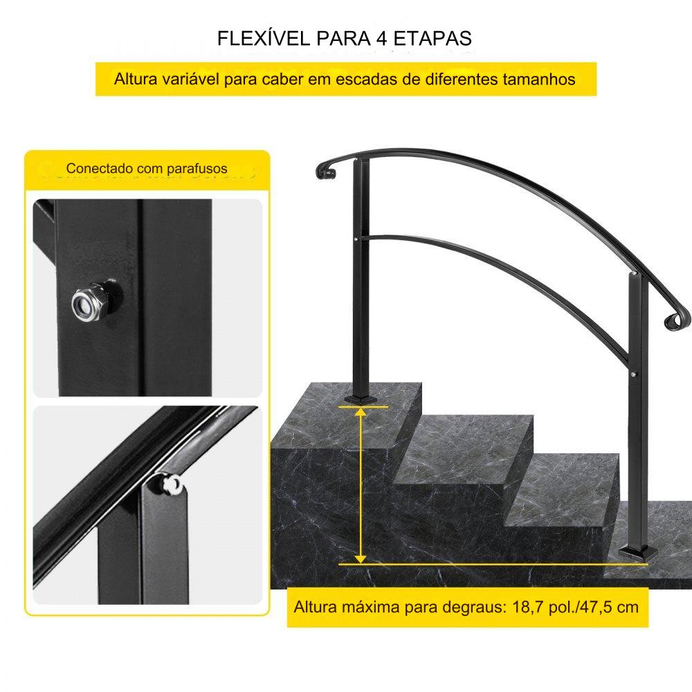 Corrimão de Ferro Forjado - Acabamento em Pó Preto