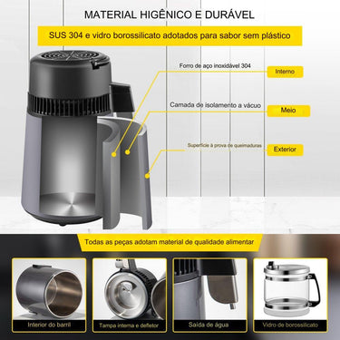 Destilador de Água com Filtro de 4L