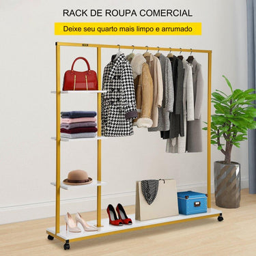 Suporte Roupas Móvel  - 4 Níveis 150x36x160cm