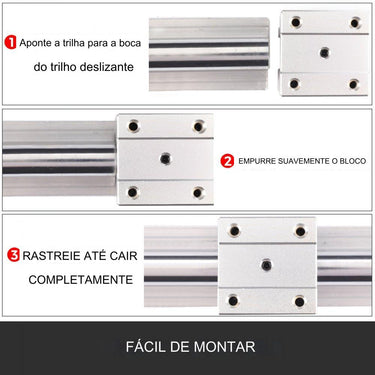 Guia Linear 2PCS - Trilho Linear 1200mm com 4PCS Bloco Deslizante