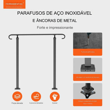Corrimão de Escada Ajustável para Entrada - Preto
