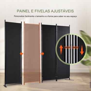 Divisor de espaço  - 4 painéis dobráveis preto