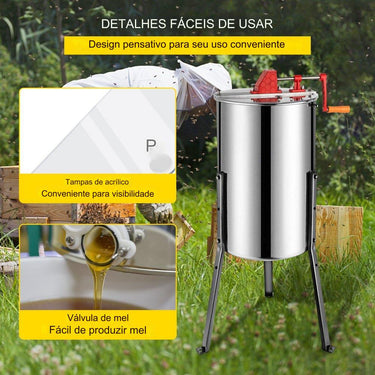 Extrator de mel manual centrifugadora  3 favos apicultura.