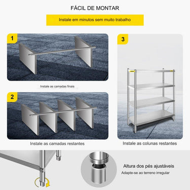 Prateleira de Aço Inoxidável 119x47x153cm