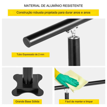 Corrimão de Alumínio para Escada Exterior - 12m - Preto