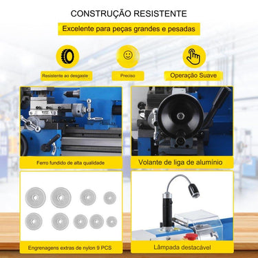 Torno de Metal Multiuso de Precisão