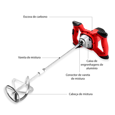 Betoneira elétrica mixer mechedor batedor cimento betao