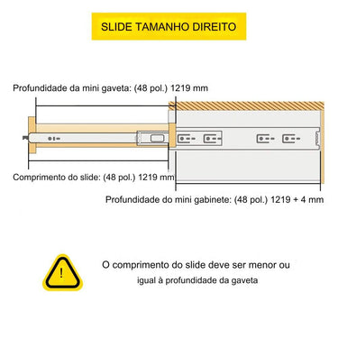 Trilhos de Gaveta de Extensão Total - 1219 mm