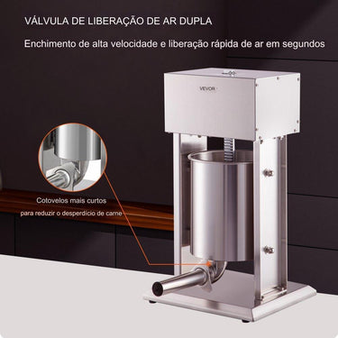Máquina de Enchimento de Linguiça Elétrica  - 10L - Aço Inoxidável