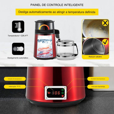 Máquina de Destilação de Água de 4L com Controle de Temperatura