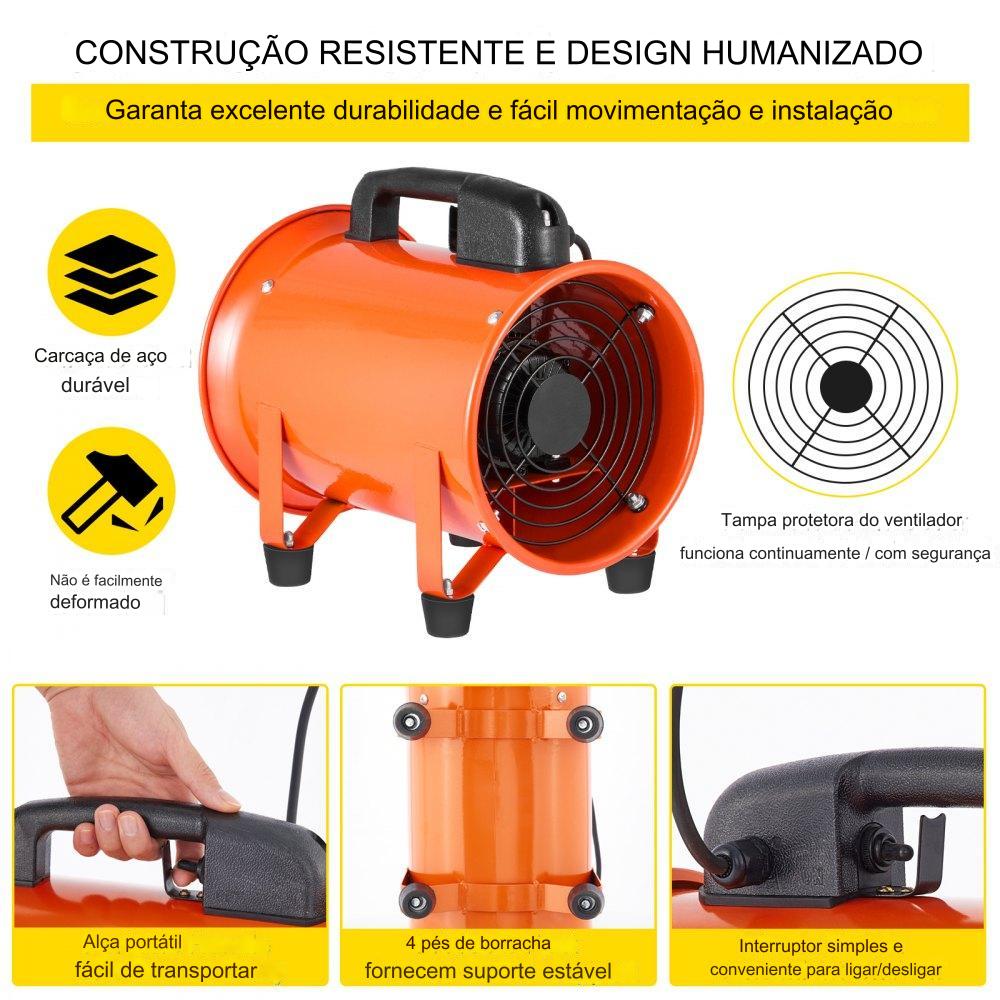 Ventilador Axial de 200mm com Mangueira de 10m