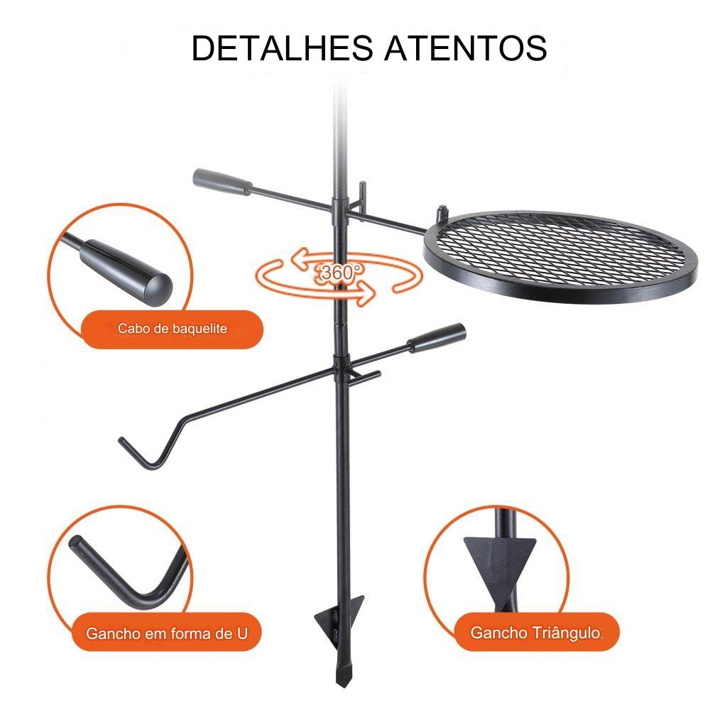 Espeto Giratório para Churrasco em Aço 360x360mm