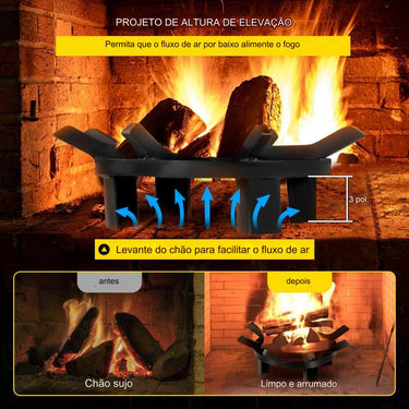 Grelha de Fogo Redonda em Ferro Fundido com Padrão Ondulado - 12 Polegadas