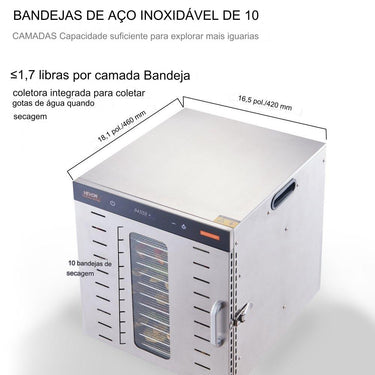 Desidratador de Alimentos  1000W - 10 Tabuleiros