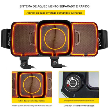 Grelhador de Panela Quente e Churrasqueira 2 em 1
