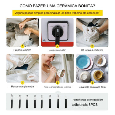 Máquina de Torno para Cerâmica Elétrica 350W 25cm