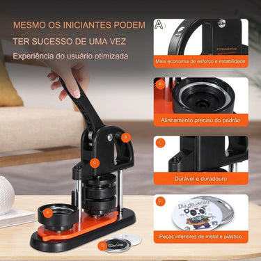 Máquina de Botões  - 58mm com 100 Botões e Cortador