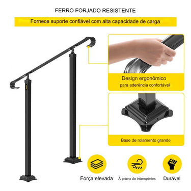 Corrimão de Escada Ajustável: Altura e Ângulo. Ideal para Escadas de 1