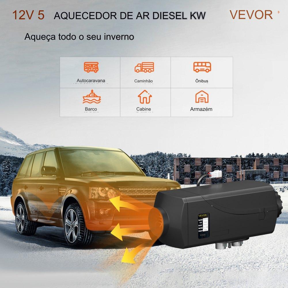 Aquecedor a Diesel 5KW 12V com LCD e Controlo Remoto