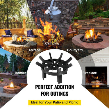 Grelha de Fogo Redonda em Ferro Fundido com Padrão Ondulado - 12 Polegadas