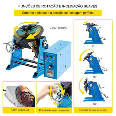 Mesa de Soldadura com Rolo Giratório Capacidade de 30kg e 80W