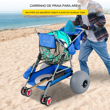 Carrinho de Praia Dobrável - Com Rodas de Borracha